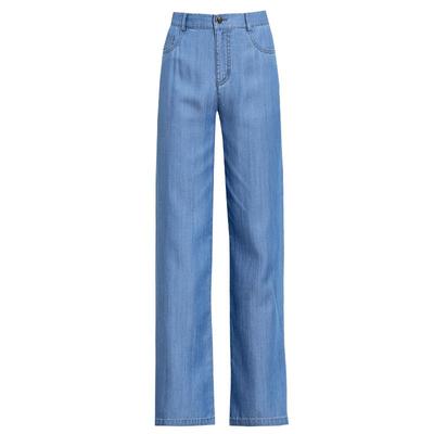 山姑阔腿裤长裤刺绣高腰垂感薄款