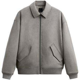 柜529!秋冬男装仿麂皮绒翻领宽松棉服夹克短款厚外套6318302 800