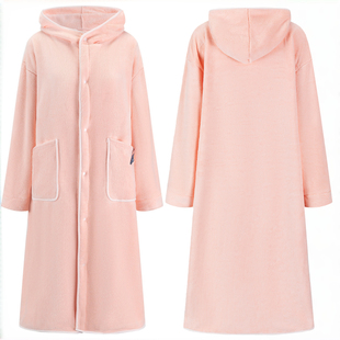 连帽浴袍可穿浴巾秋冬女厚款比纯棉吸水成人长款洗澡速干浴衣睡衣