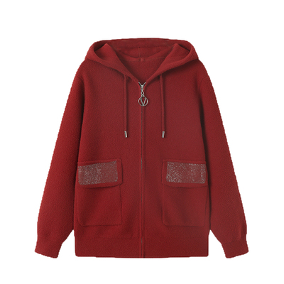 连帽开衫毛呢大衣女羊绒妈妈外套