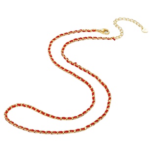 简洁时尚手工编织本命红色红绳项链S925纯银侧身链旺财高级感配饰