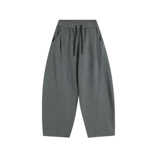 INSstudios 国潮情侣美式复古拼接压线弯刀卫裤宽松加绒休闲长裤