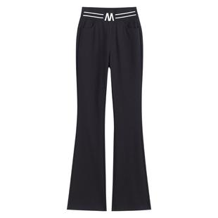 黑色喇叭裤女冬季加绒2025新款爆款小个子中年妈妈裤九分微喇女裤