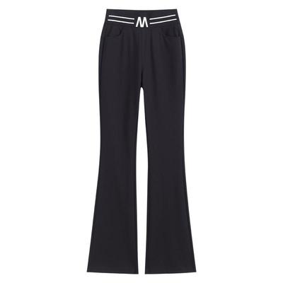 黑色喇叭裤女秋季加绒2025新款爆款小个子中年妈妈裤九分微喇女裤