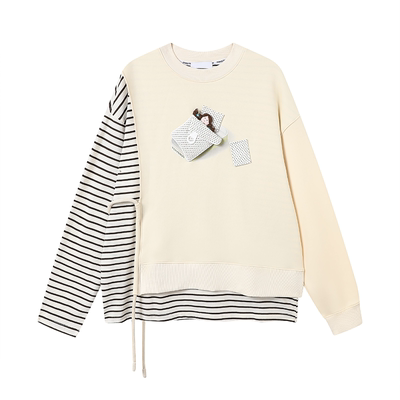 丿未PUREVENUS个性拼接卫衣女