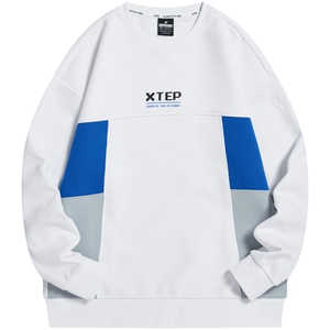 特步塑型科技丨运动卫衣男正品秋冬新款撞色套头上衣977329920304