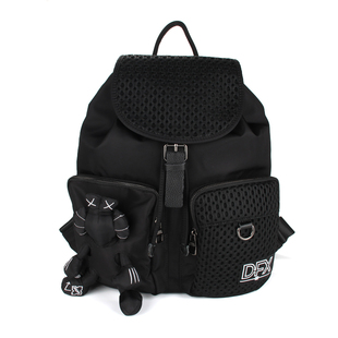 时尚新款双肩包尼龙布包简约抽绳翻盖背包实用多口袋休闲通勤包潮