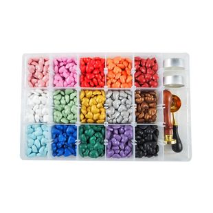 金源雾面10格24色格子八边形火漆颗粒蜡混色蜡粒炉子勺子