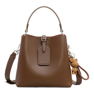 Viney包包女式2025新款秋冬真皮爆款大容量通勤水桶包手提斜挎包