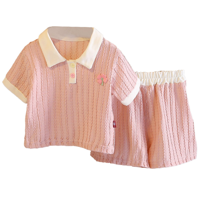 女童夏季甜美休闲Polo衫短袖套装