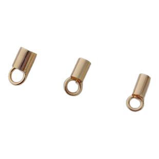 14K包金珠保色收尾管带环铜线链条皮绳收尾diy饰品配件