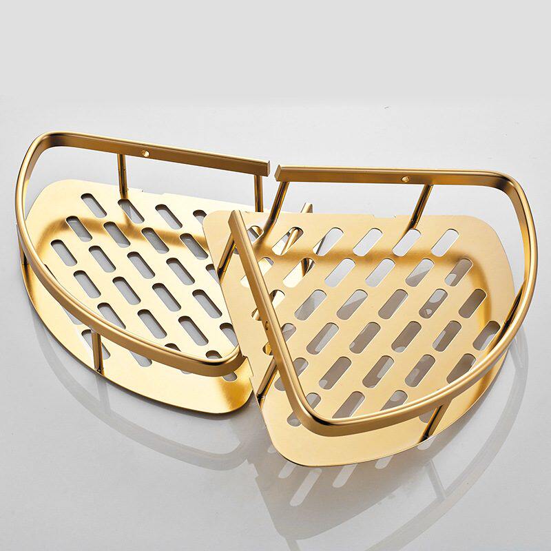 太空铝土豪金色三角篮架角浴室卫生间洗手间挂卫浴置物架