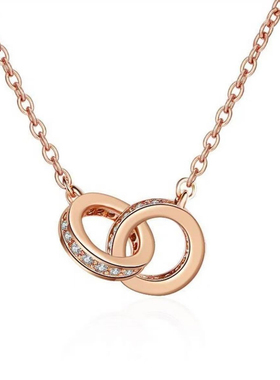 IDO18K金爱心双环项链