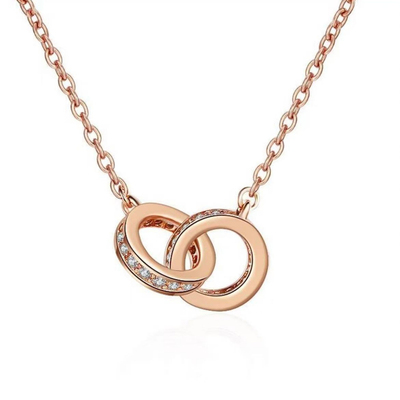 IDO18K金爱心双环项链