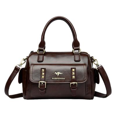 2025新款高级感真皮气质手提单肩斜挎包大容量个性枕头波士顿女包