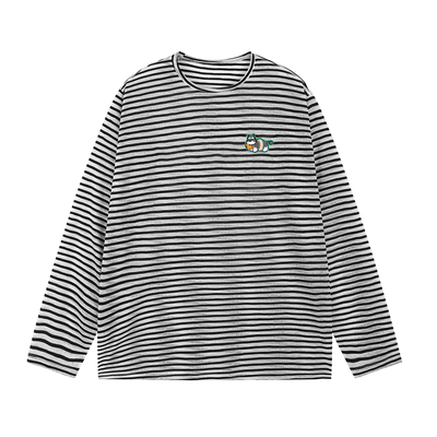 卡通小狗长袖条纹防晒罩衫女夏季