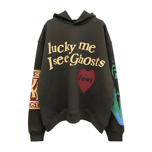 KanYe侃爷Lucky Me Isee Ghosts发泡字母卫衣高街休闲宽松连帽衫