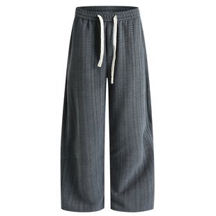 @港仔文艺男 休闲裤男秋冬男生男裤长裤加绒宽松男士直筒裤子男款