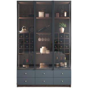 轻奢小酒柜靠墙商用酒架客厅窄玻璃门柜子展示柜小型家用电视边柜