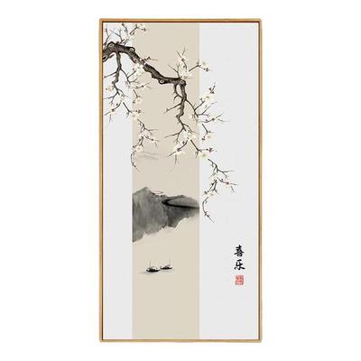 宋代美学挂画宋式禅意山水新中式装饰画玄关竖版客厅茶室佛系壁画