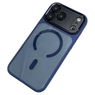 高端金属镜头新款17手机壳适用iphone17pro新品16promax透明磁吸苹果15p全包防摔14plus情侣13女款12深蓝色11