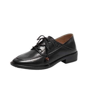 真美诗2026春季新款牛皮英伦风牛津鞋复古小皮鞋乐福鞋女YZK18AM6