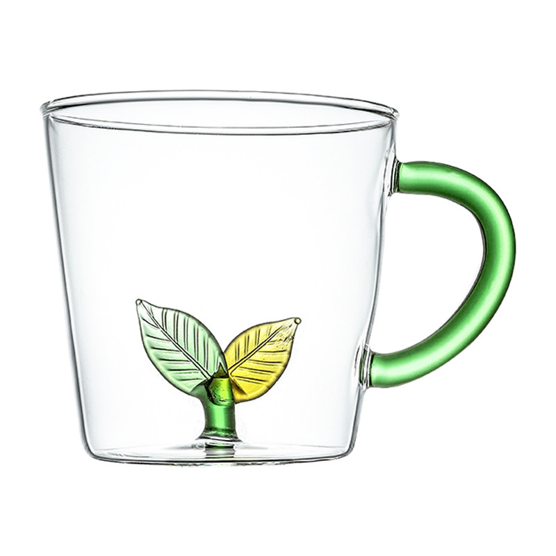 立体蘑菇树叶耐热玻璃水杯