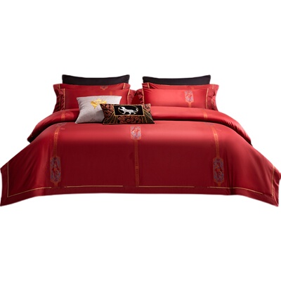 进口婚庆140支长绒棉全棉四件套