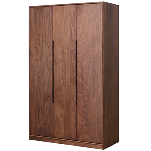 意式极简纯实木衣柜家用卧室北美黑胡桃木大衣柜主卧定制原木衣橱