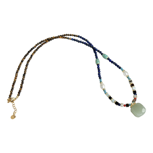 方糖家 原创新中式天然和田玉无事牌珍珠国风长款项链送女友礼物