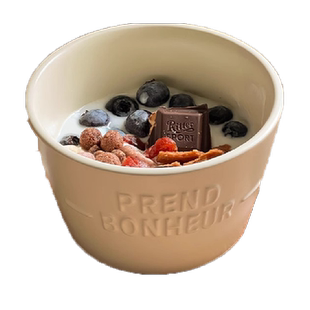 佩尔森浮雕米饭碗陶瓷家用小碗早餐碗麦片碗水果酸奶碗带勺甜品碗