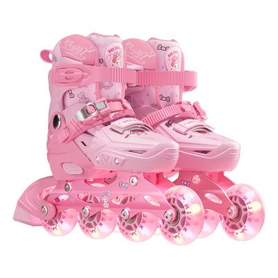 儿童溜冰鞋女童轮滑鞋女孩3岁6到12岁初学者专业新旱冰可调节大小