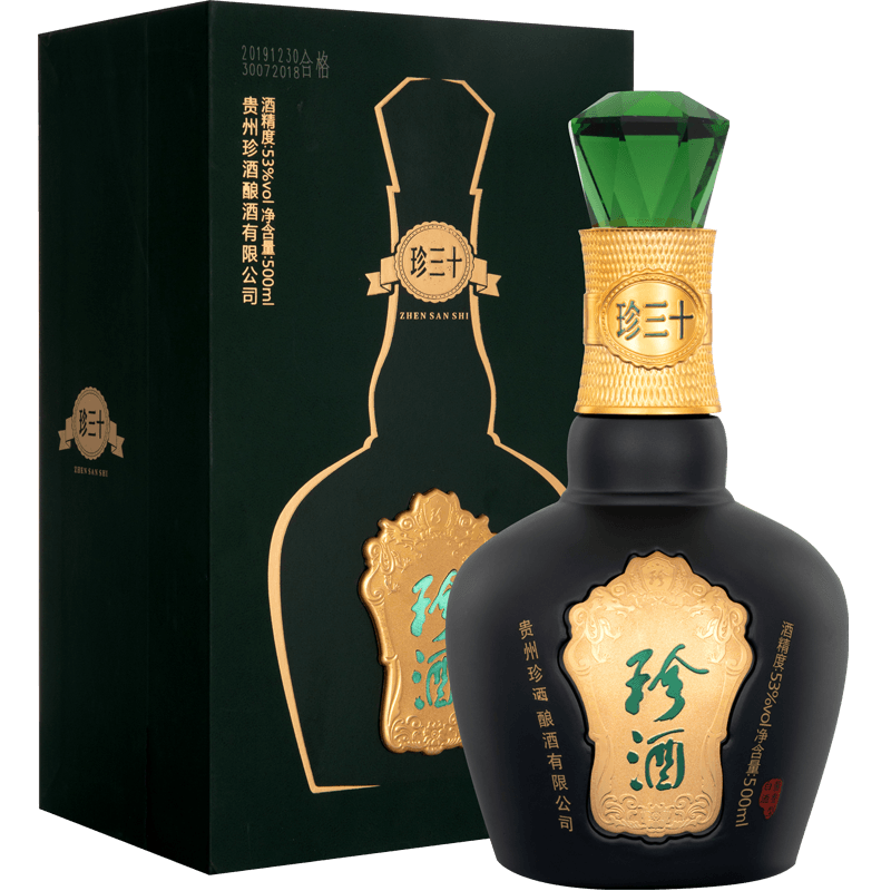 贵州珍酒珍三十53度酱香型白酒500ml纯粮酒水送礼高端礼盒