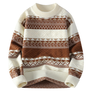 2025新款秋冬季圆领毛衣男青少年学生内搭针织衫大童加厚保暖线衣