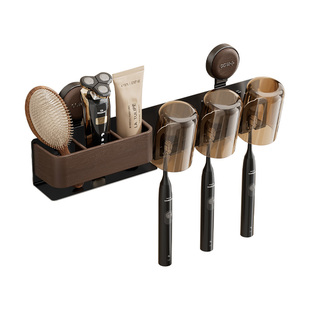 中古风牙刷置物架壁挂式免打孔吸盘卫生间刷牙杯漱口杯电动牙刷架