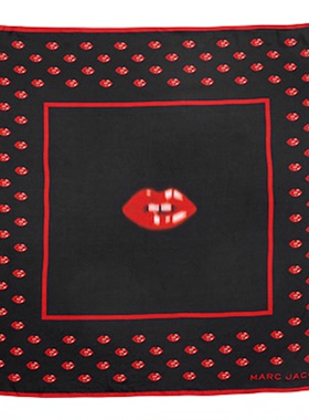 【双11折扣】MARC JACOBS/莫杰 MJ 桑蚕丝红唇设计丝巾配饰