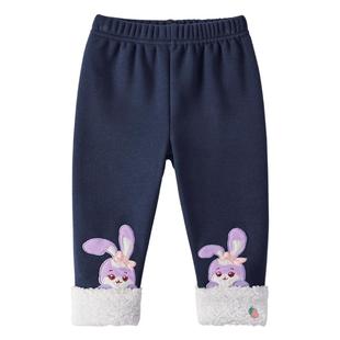 女童薄绒裤子秋冬1-3岁宝宝冬装长裤儿童冬季外穿5婴儿加绒打底裤