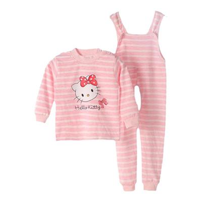 儿童开裆背带裤纯棉内衣套装春秋