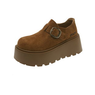 7cm全包勃肯鞋女鞋2026春季新款厚底松糕增高单鞋时尚百搭乐福鞋