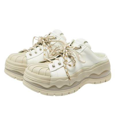 VITTORIO VENTURA薇薇燃 牛皮春夏贝壳头厚底拖鞋板鞋