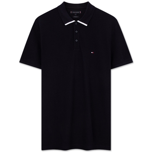 【商务休闲】Tommy春夏男装通勤简约绣标镶边翻领短袖T恤POLO衫