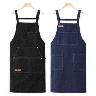 牛仔围裙厨房家用2026新款餐饮专用定制logo可印字水果店工作服女
