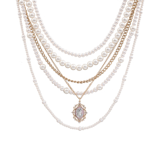 【明星同款】复古美式女高 珍珠项链女多层叠带轻奢小香风颈链