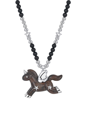 FWISH设计师款串珠实木小马项链