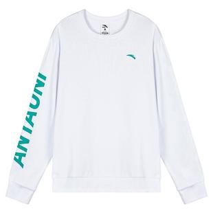 安踏卫衣男款官网旗舰春秋长袖白色t恤青少年宽松套头衫运动上衣