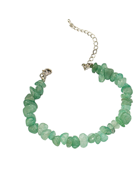 原创设计手链手作不规则绿色天然石手链时尚简约粉色少女夏日手镯