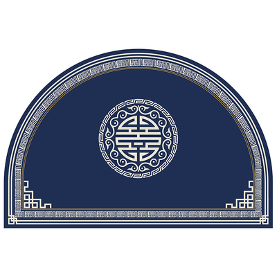 蓝色地垫入户门高级感硅藻泥防滑脚垫新中式耐脏半圆形入户门地垫