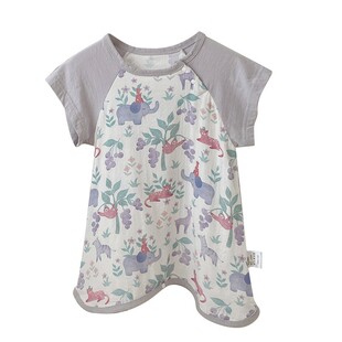 亲子睡衣夏季短袖竹棉纱布宝宝连体衣妈妈睡裙家居服孕妇裙薄款