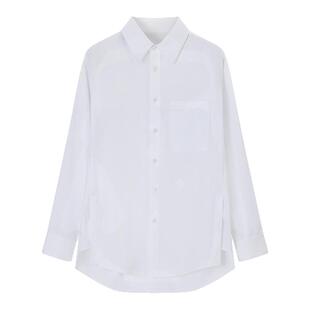 LLEXP白色cleanfit字母刺绣衬衫2025年秋季新款男装简约百搭衬衣