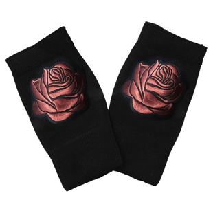 精美贴花羊毛羊绒半指手套女紧致厚实高弹冬保暖学生写字半截手套